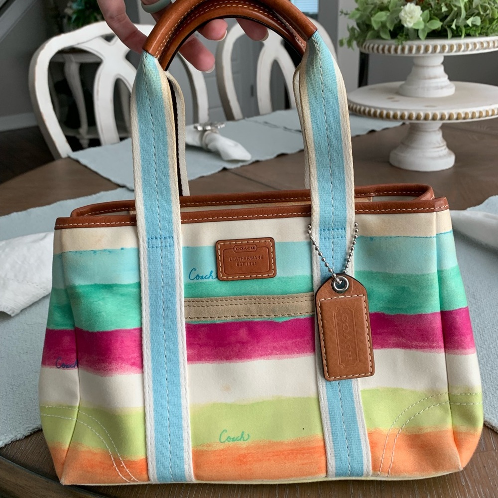 COPY - Coach Hampton multicolor striped tote bag